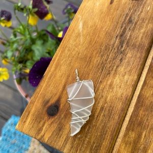 upcycle seaglass silver wrapped pendant